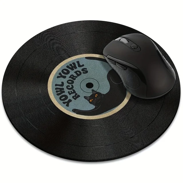 Vintage Vinyl Inspired Mouse Pad Round Non-Slip Rubber Computer Desk Mat Accessories Office Mouse Mat Playmat Rug Desk Gadgets 1