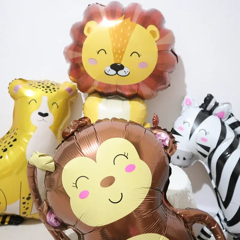 New Cartoon Animal Theme Foil Balloon Jungle Safari Forest Lion Rabbit Kids Birthday Decoration Supplies Elephant Giraffe Baloon