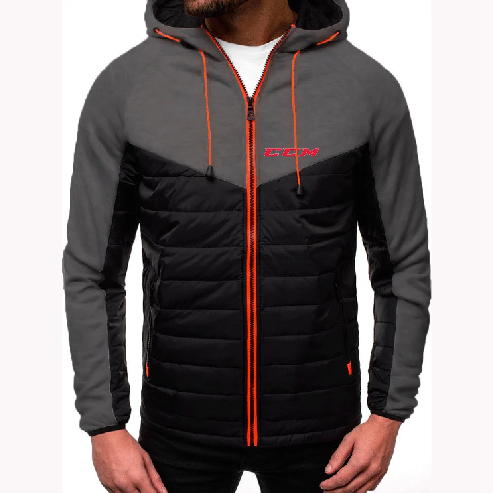CCM 2023 autumn and winter new solid color hooded 7-color men's cotton-padded jacket coat men's wear.