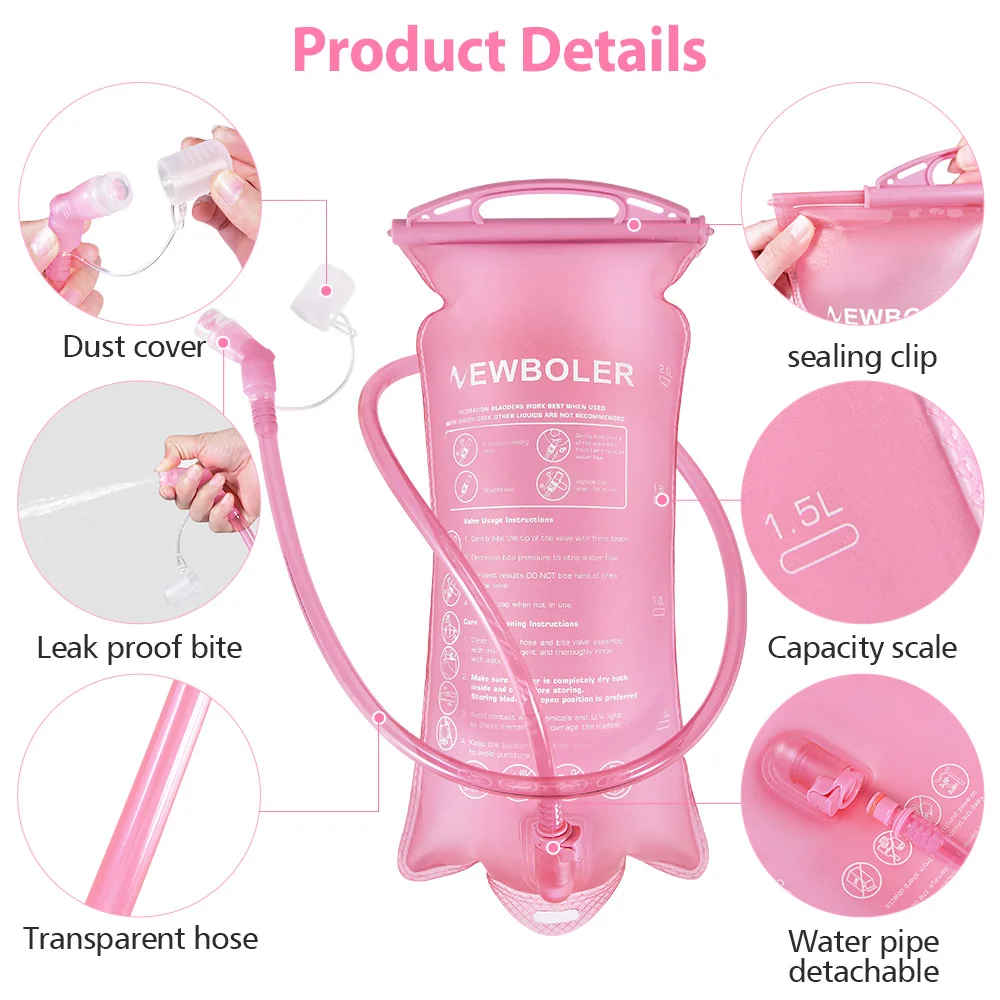 NEWBOLER Outdoor Sport Camping Wasserblase Lauf- und Fahrrad-Trinkflasche Faltbare TPU Weiche Wasserflasche 1L/1,5L/2L/3L – Detail 8