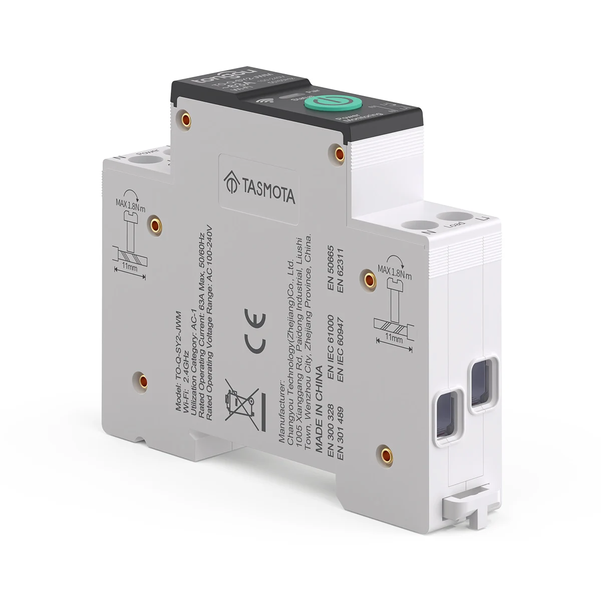 Tasmota WiFi MCB Smart Circuit Breaker Over Current Under Voltage Protection Pow
