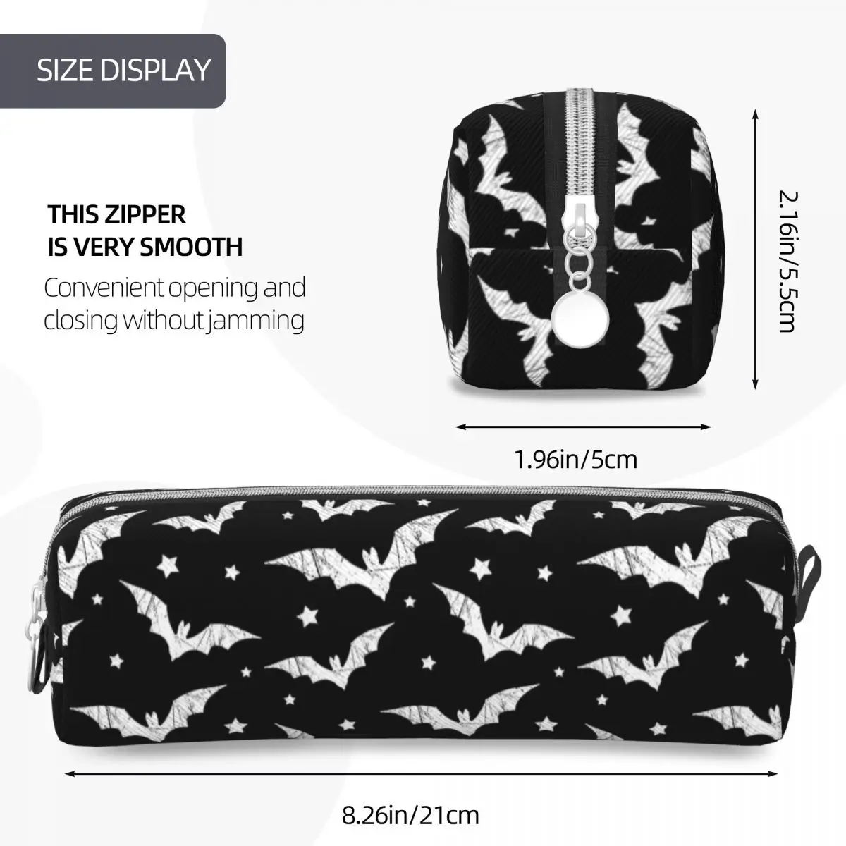 Cute Bat Halloween Gothic Pencil Cases Pencilcases Pen Box for Girls Boys Large Storage Bag School Supplies Gifts Stationery