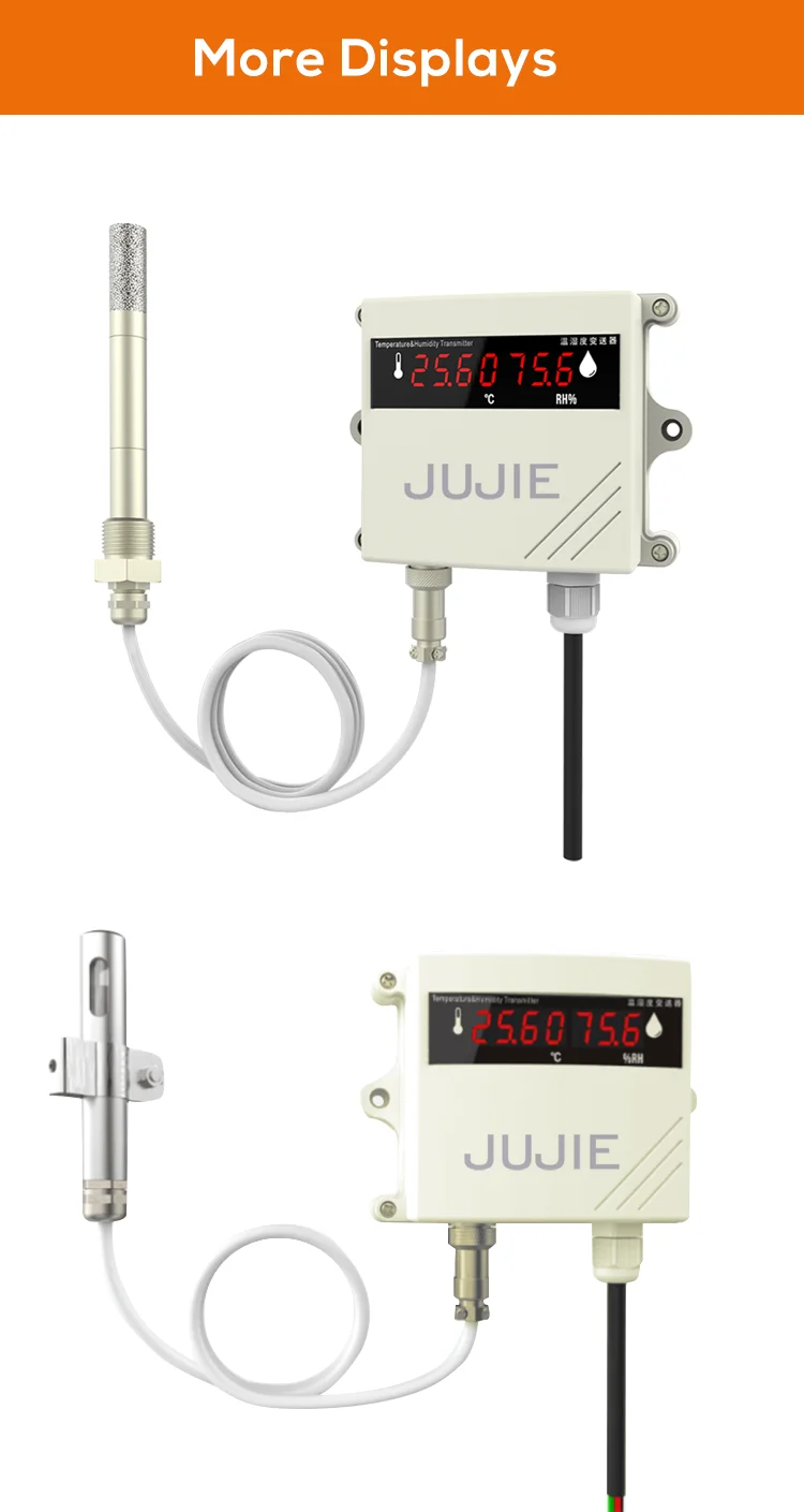 RS485 0-5V 0-10V 4-20mA Display Transmitter with Temperature Humidity Sensor Wal