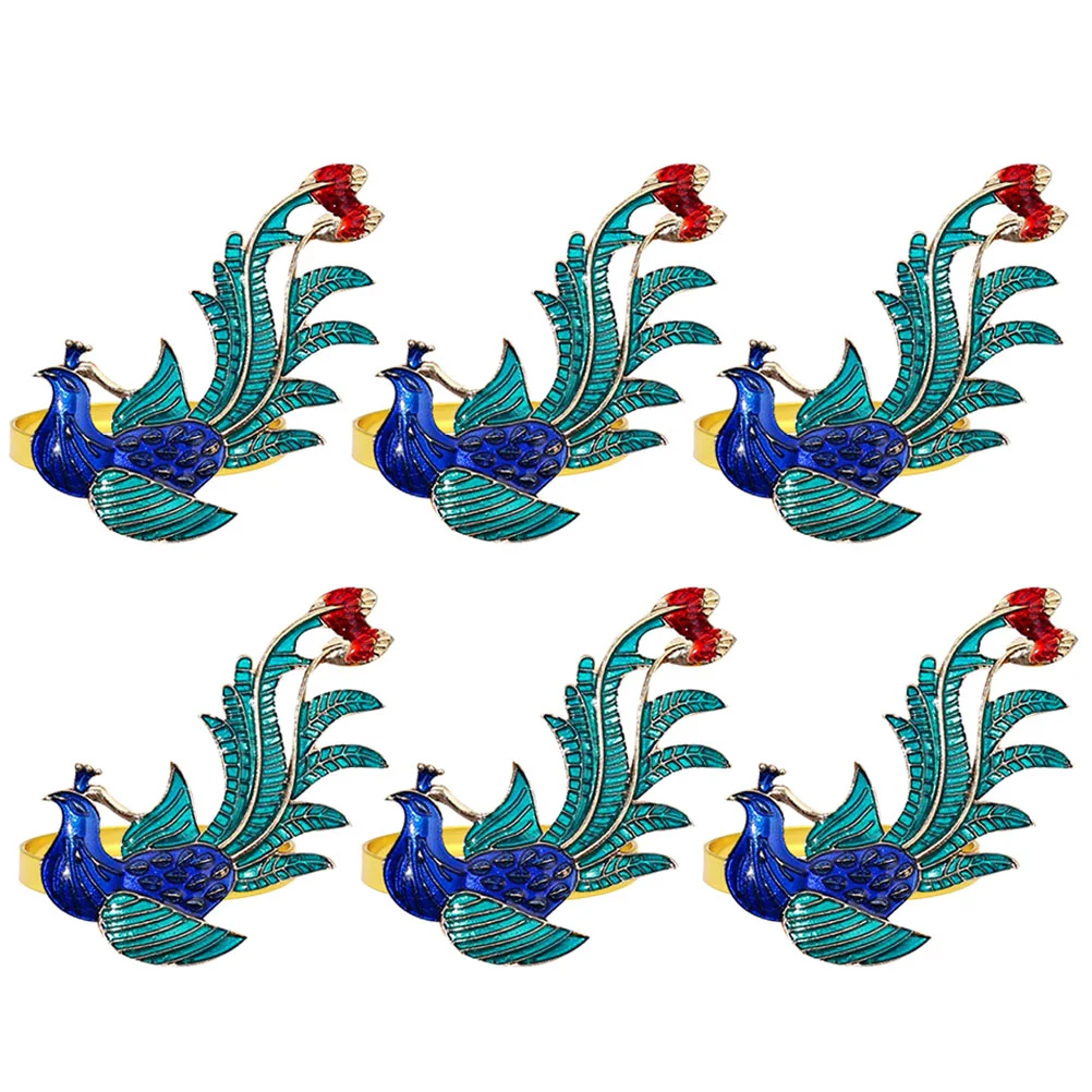 

Jeweled Napkin Rings Set Vintage Metal Crystal Rustic Peacock Holders for Beautiful Dinner Table Decor