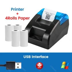 Enhanced Compact Desktop Thermal Receipt Printer with USB & Bluetooth Connectivity for Efficient Restaurant and Kitchen Billing Needs (USB and 4Rolls)