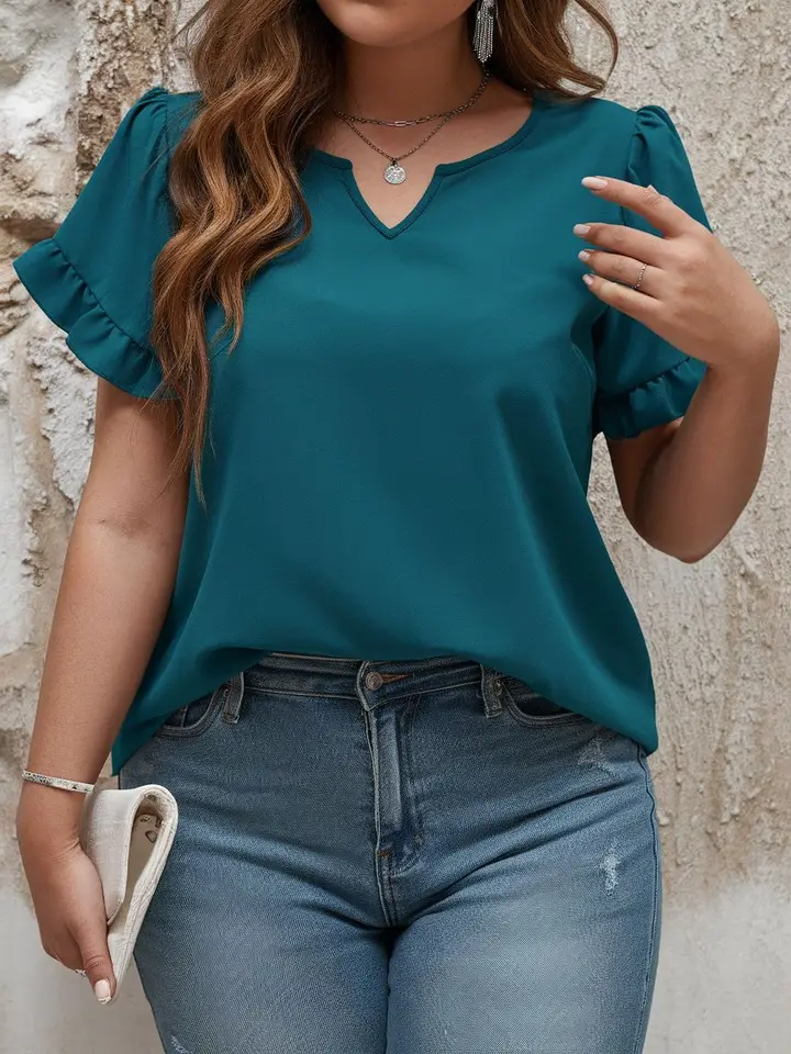 Camicetta da donna estiva in cotone casual con scollo a V a maniche corte con bottoni top elegante tinta unita basic tunica allentata maglietta top, 1-Nero., L