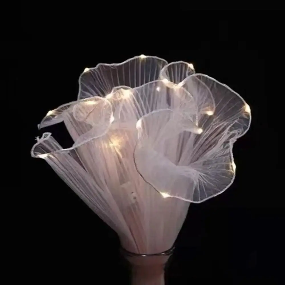 Dekorationsstoff LED-Blumenverpackungspapier mit Lichtern Spitzen-Netzstoff Floristik-Bouquet-Verpackung LED-Verpackung Tüll Hochzeit – Detail 4