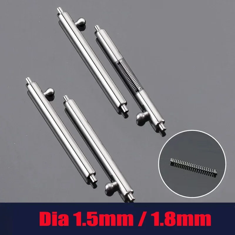 Set of 10 Stainless Steel Quick Release Spring Bar Watch Strap Links (1.5mm/1.8mm Diameter, 12mm-26mm Width)