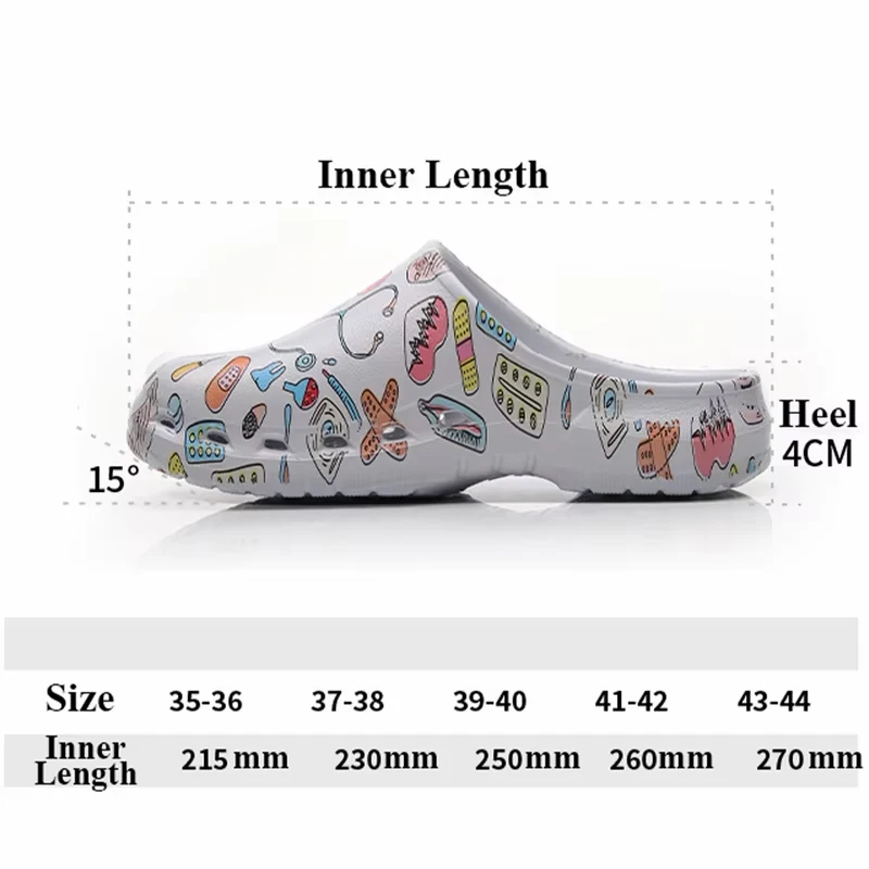 Medical print Nurse Clogs EVA Surgical Slippers Lightweight Non-slip Doctor Scrub Clogs Dental Pet Clinic Nursing Clogs Y07-1 6