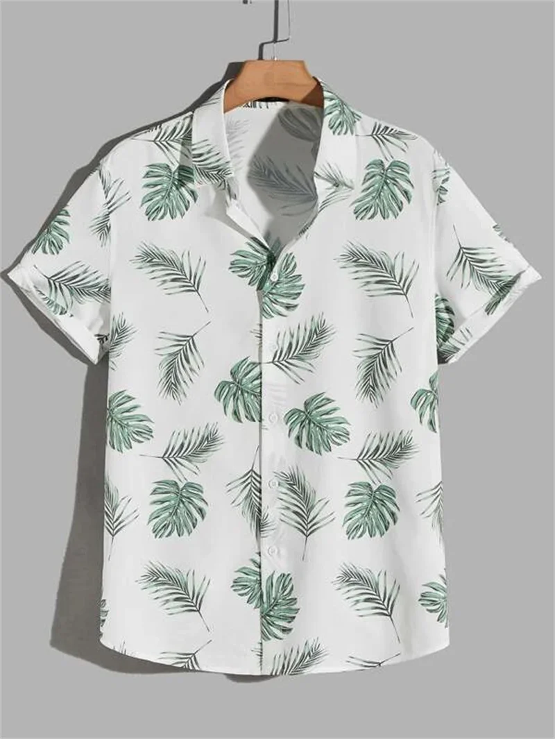 Hawaiian Flower 3D Shirt Plant Printed Men's Clothing Summer Street Loose 3XL Men's Top Trendy Beach Party Social Clothing