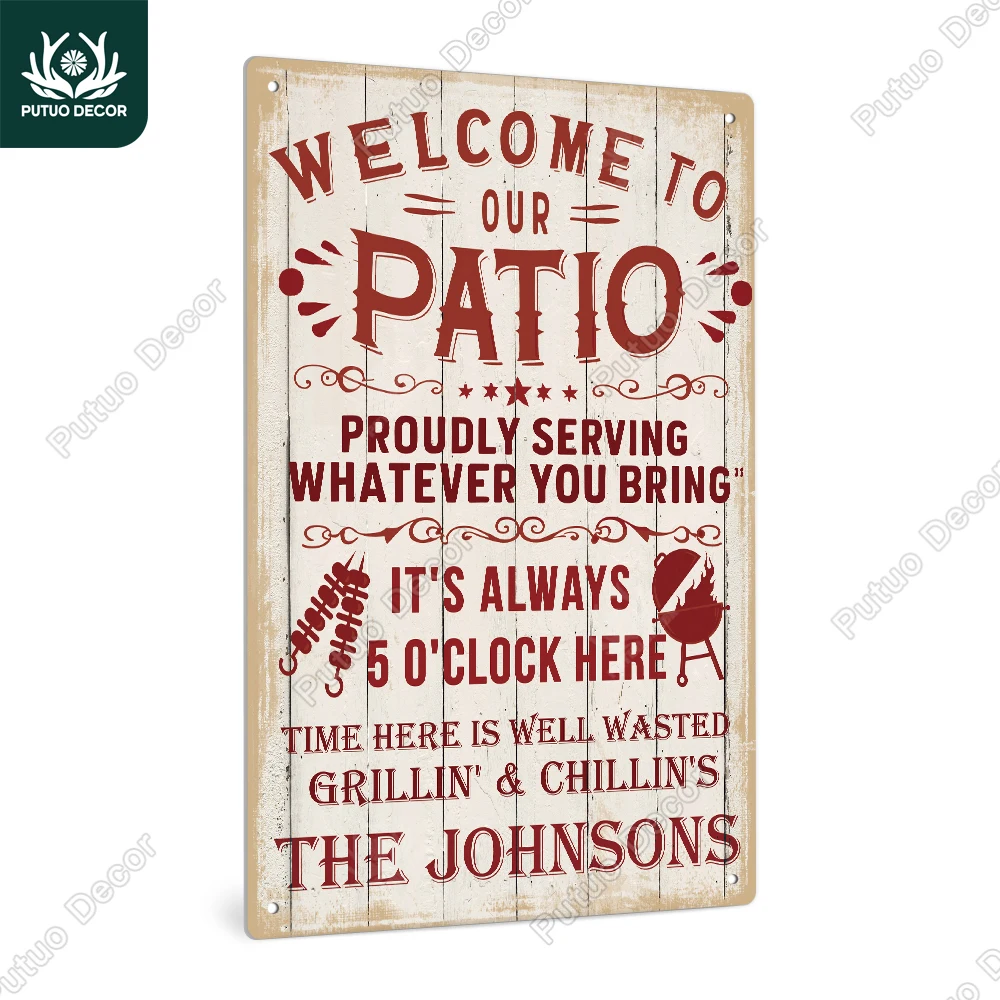 

Putuo Decor 1pc Porch Sign, Custom Name, Welcome to Our Patio, Suitable for Home and Outdoors, 7.9x11.8 Inches,Gifts for Friends