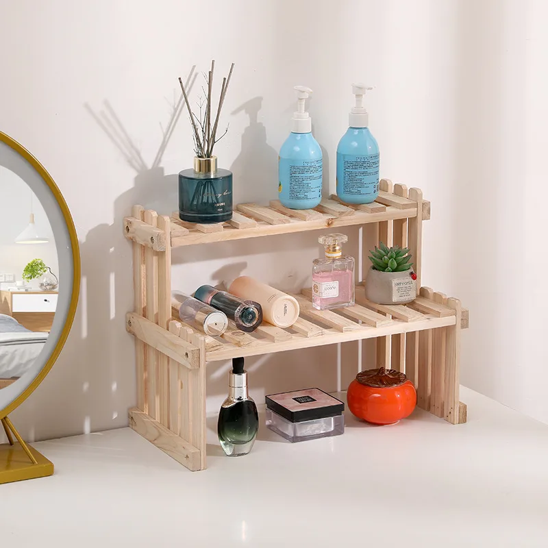 Multi layer solid wood small flower rack for office desktop, simple balcony, floor standing potted storage rack 4