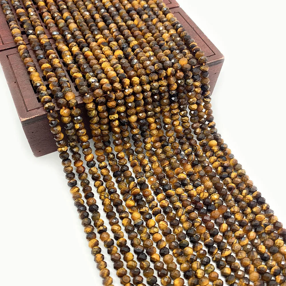 

1strand Small Faceted Tiger Eye Natural Semi-precious Stone Loose Beads Strand 2x3-5x6mm DIY for Making Necklace Bracelet