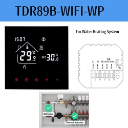 WiFi Smart Thermostat for Floor Heating and Boiler Control, Compatible with Voice Assistants (3A Water Heating B)