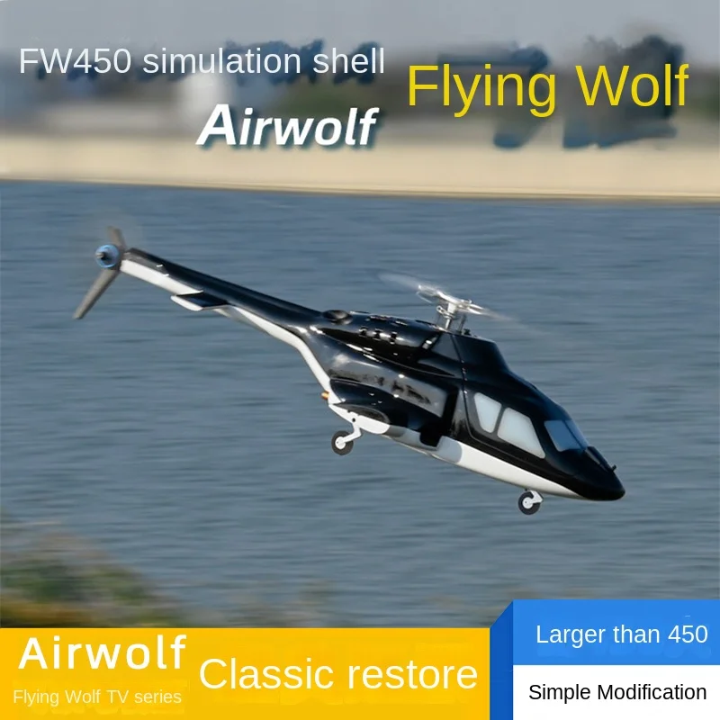 Fly Wing Fw450L V2 V3 6Ch Scala Aereo Airwolf Fusoliera Modificato Kit Baldacchino Elicottero Airwolf H1