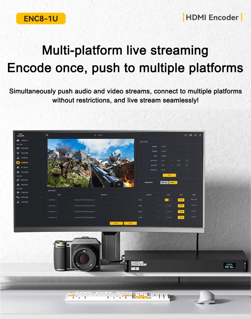 Link Pi ENC8-1U 4K-HDMI Video Codec 8-channel HDMI Encoder 1080P@60fps 4GB DDR4