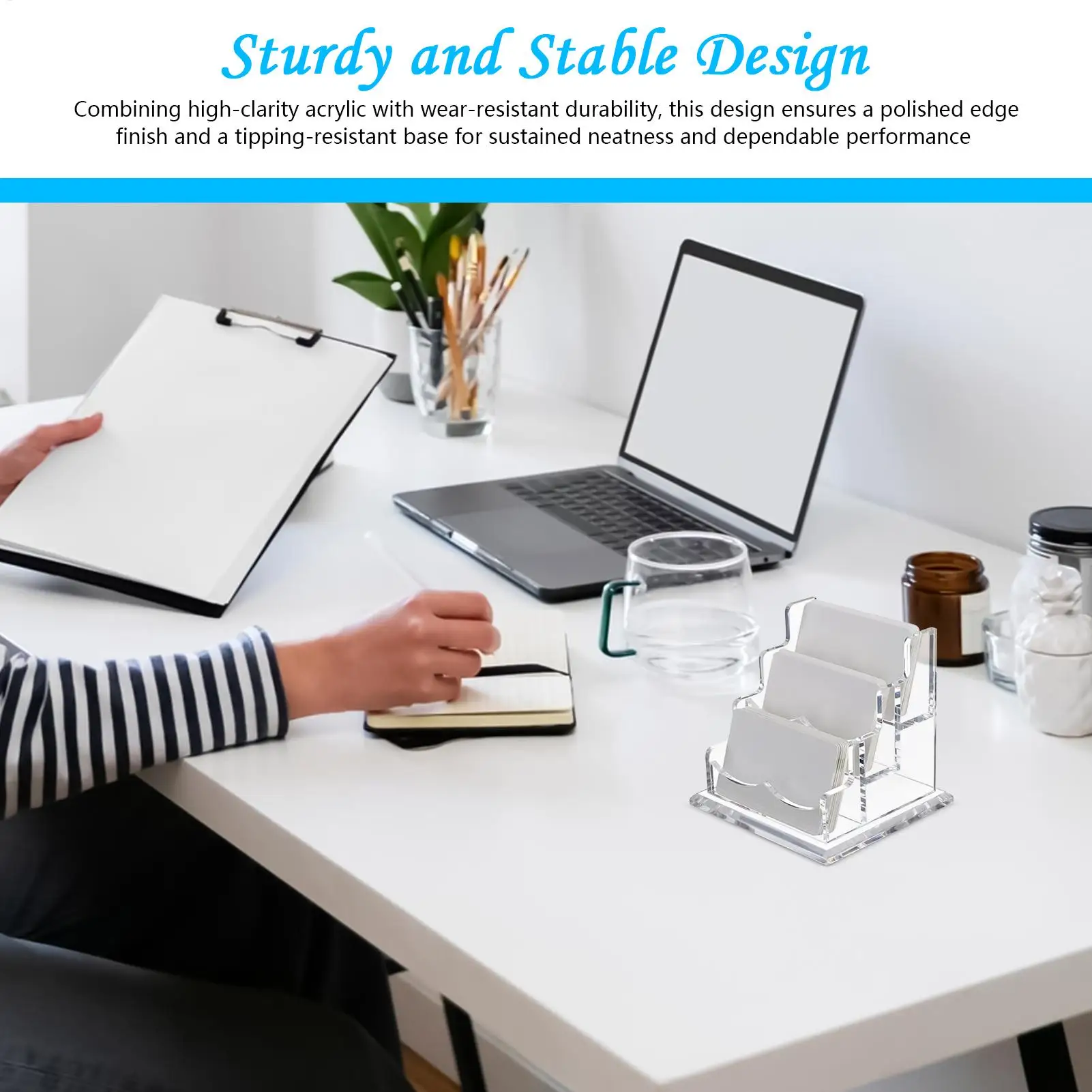 Acrylic Business Card Holder Clear Business Name Card Display Stand Multi-Slot Desktop Display Organizer Stand for Offices