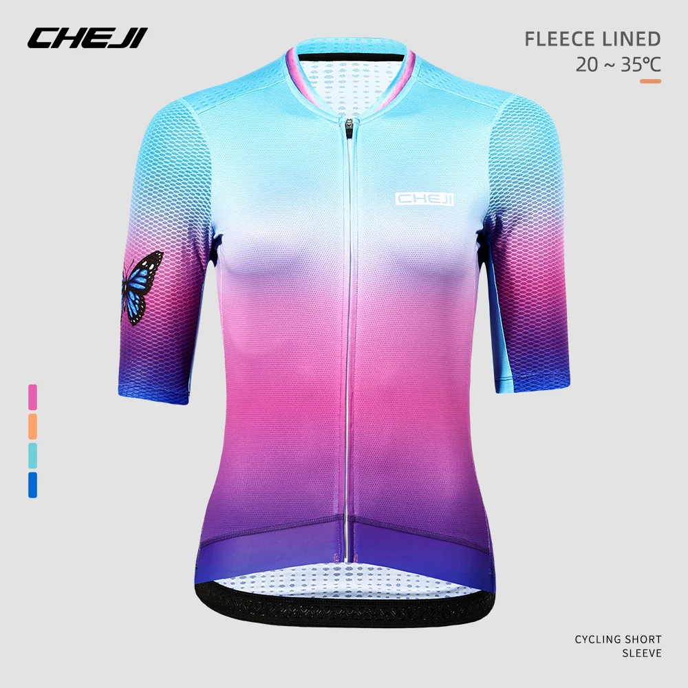 CHEJI Women cycling jersey, summer cycling shirt, sport shirt, short-sleeved clothing for bicycles