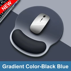 Ergonomic Gradient Color Silicone Mouse Pad with Wrist Rest and Non - Slip Base (Black Blue -NEW)