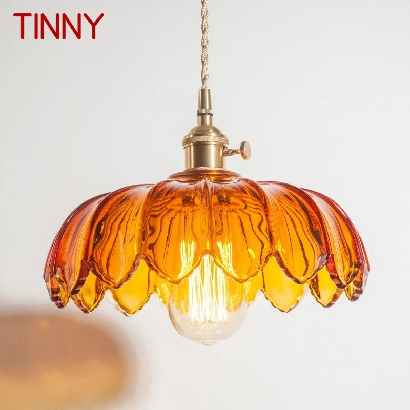 

TINNY TINNY Nordic Brass Pendent lamp Modern Bedroom Bedside lamp Color Glass LED Restaurant Bar Aisle Chandelier