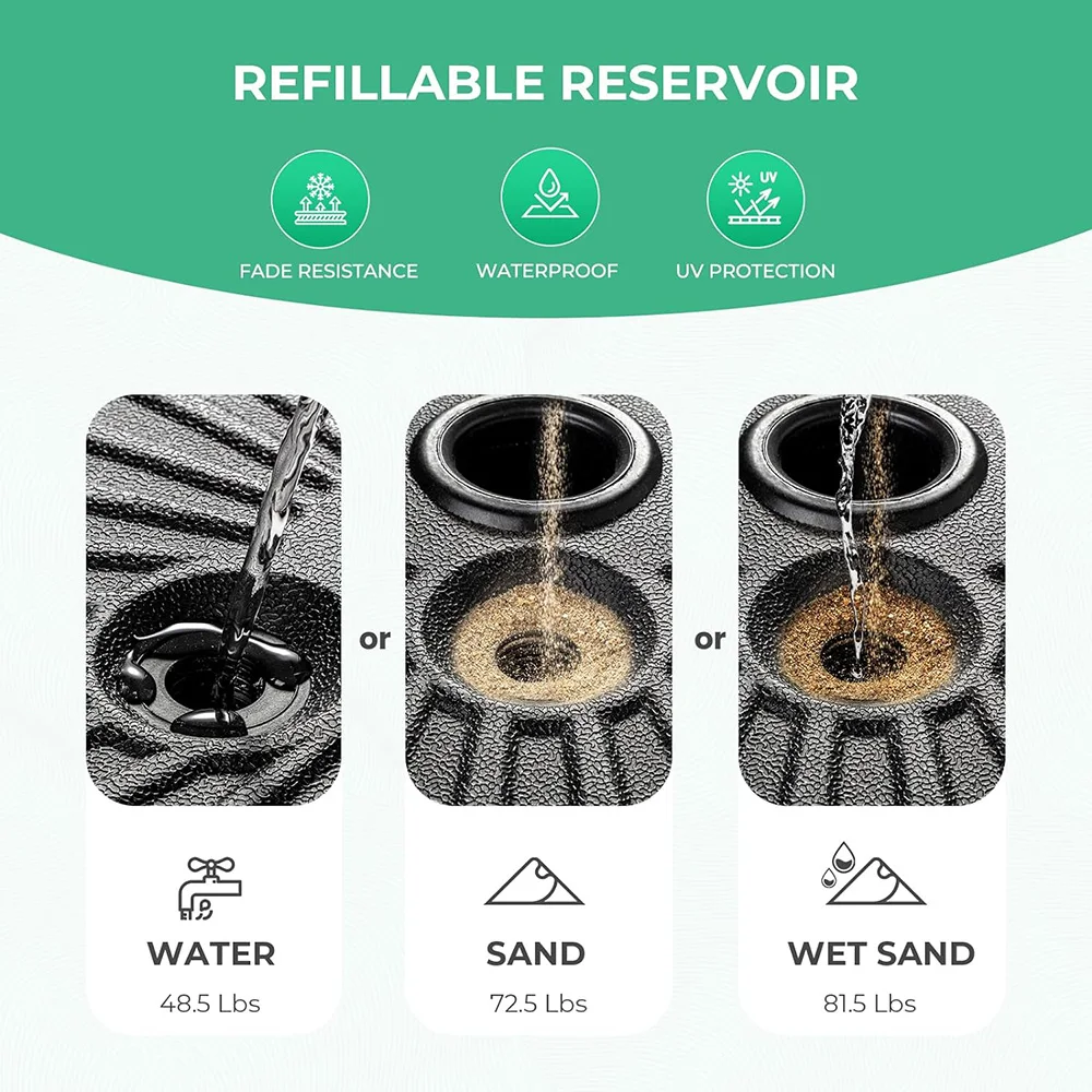 22L Patio Umbrella Stand Outdoor Umbrella Base Water Filled Stand Market Patio Outdoor Heavy Duty Holder