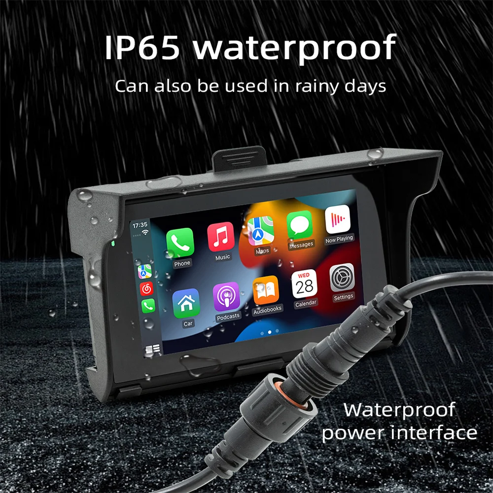 Motorcycle Navigator 5 Inch Touch Outdoor IPSX7 Waterproof External Portable Motorcycle Special Navigator CarPlay & Android Auto