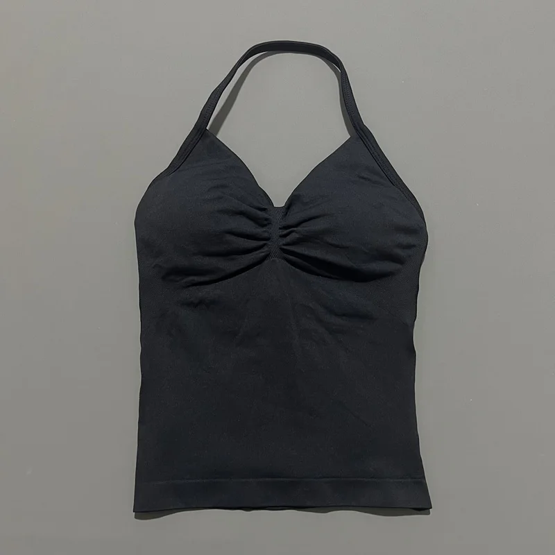 Women Yoga Vest - Longline Strappy Top | Breathable Fitness Tank Top Open Back Halter