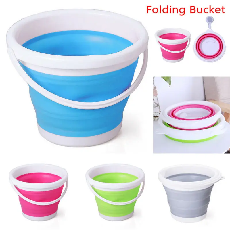 10L/5L/3 Collapsible Bucket Portable Folding Bucket Lid Silicone Car  Washing Bucket Children Outdoor Fishing Travel Home Storage