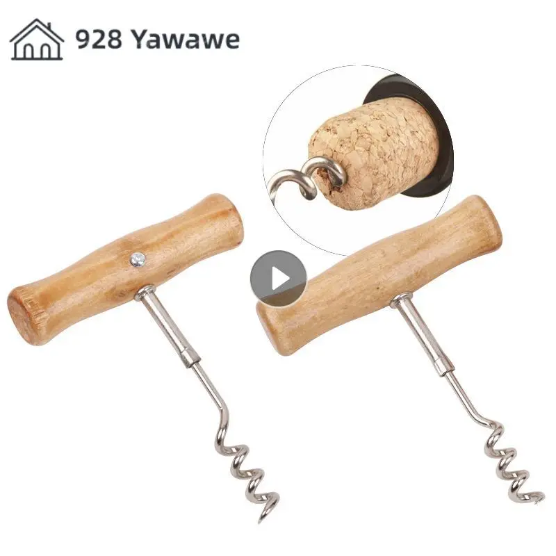 

Спиральная открывалка для красного вина, открывалка с деревянной ручкой для консервных банок, штопор для вина, крышка для пива, ручная открывалка для бутылок вина, кухонные аксессуары