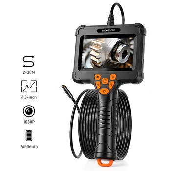 4.3'' Hand-held Industrial Endoscope 8mm Camera 1080P HD Rigid Cable IP67 Borescope Inspection Piping Car Sewer Camera 2600mAh 1