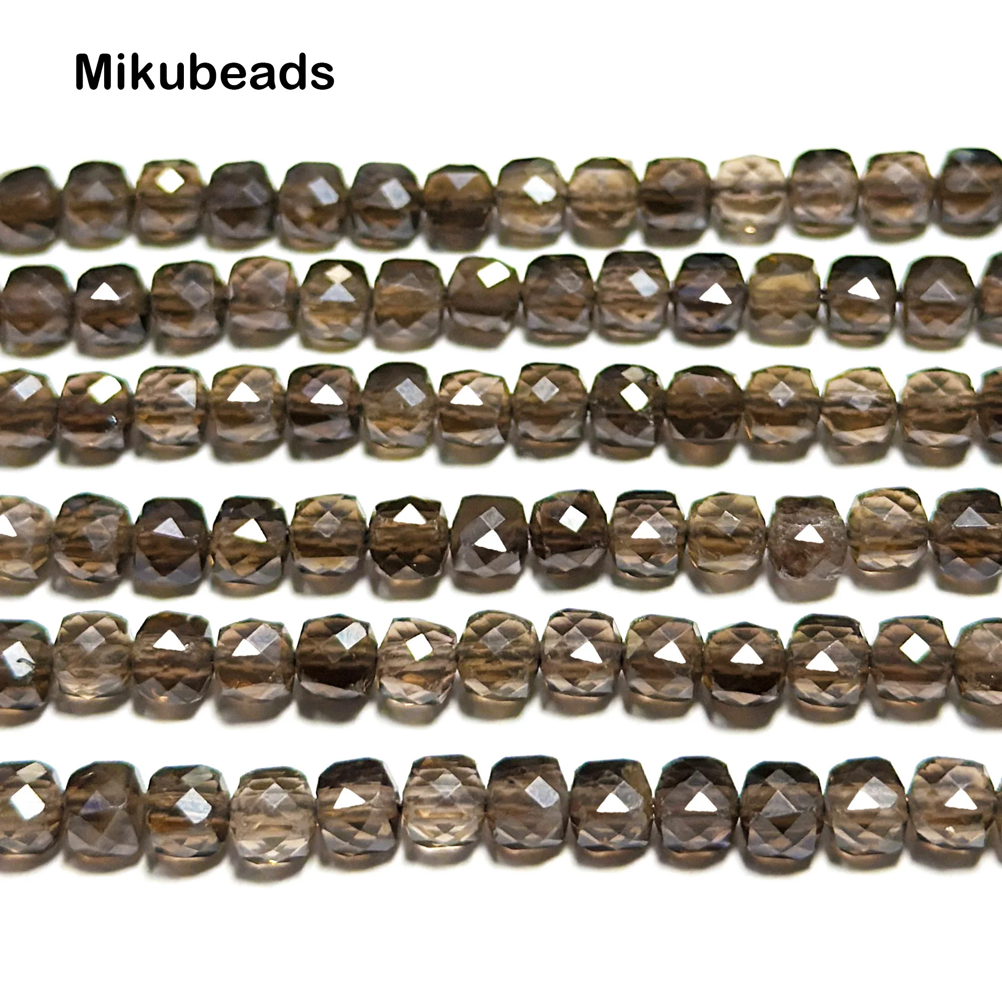 천연 스모키 쿼츠 4*4mm 면처리된 큐브 루즈 비즈, 쥬얼리 제작 팔찌 목걸이 ..