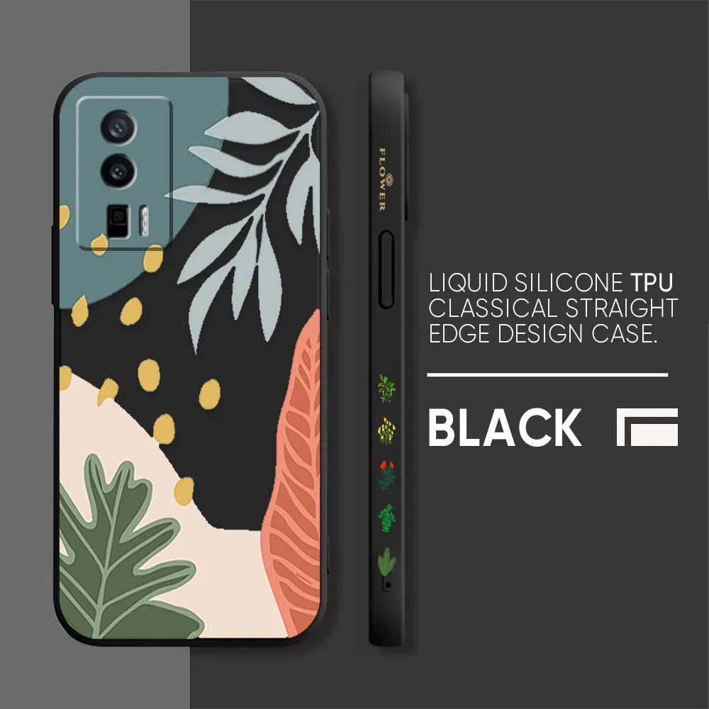 thumbnail image 1 of Case For Redmi K60E K50 K40S K40 K30 K20 10C 9 8A 8 10 Pro 4G 5G Colour Simple Liquid silicone Case Plants Leaf Art, 1 of 5