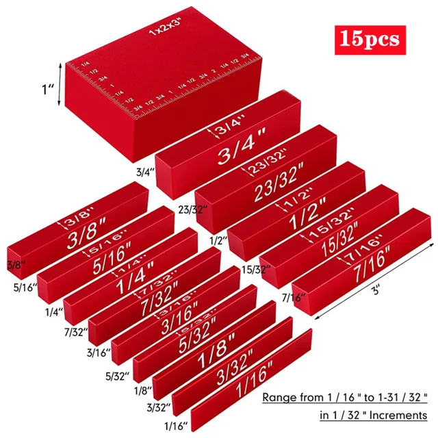 16Pcs Inch Setup Blocks Height Gauge Set, 9Pcs Metric Precision
