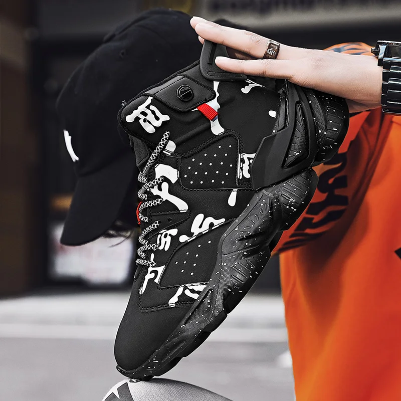 

Мужская баскетбольная обувь унисекс, амортизирующая Антифрикционная спортивная обувь, мужские легкие баскетбольные кроссовки, мужские высокие спортивные ботинки с высоким берцем, зима