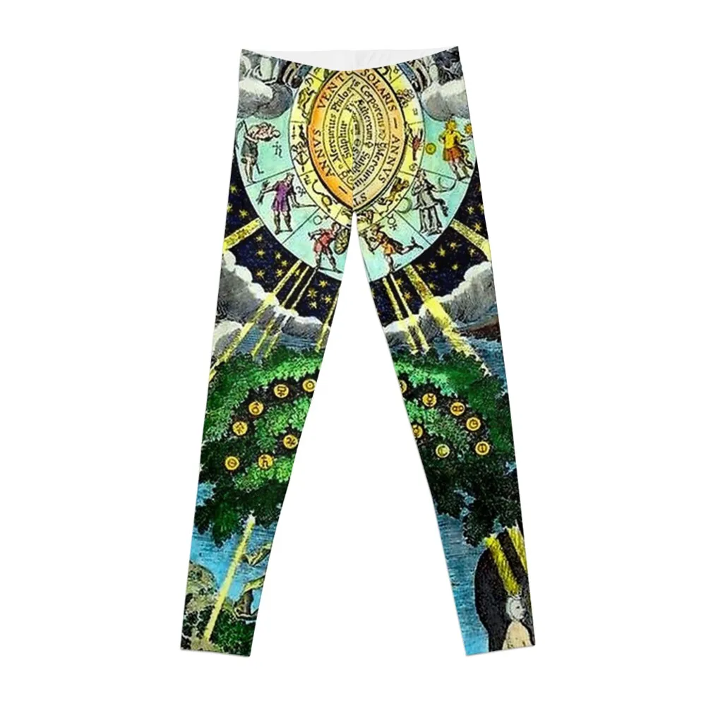 

ALCHEMICAL HERMETRIC and MYSTICAL EMBLEMS PRINT Leggings flared sportswear gym Women's high waist Womens Leggings