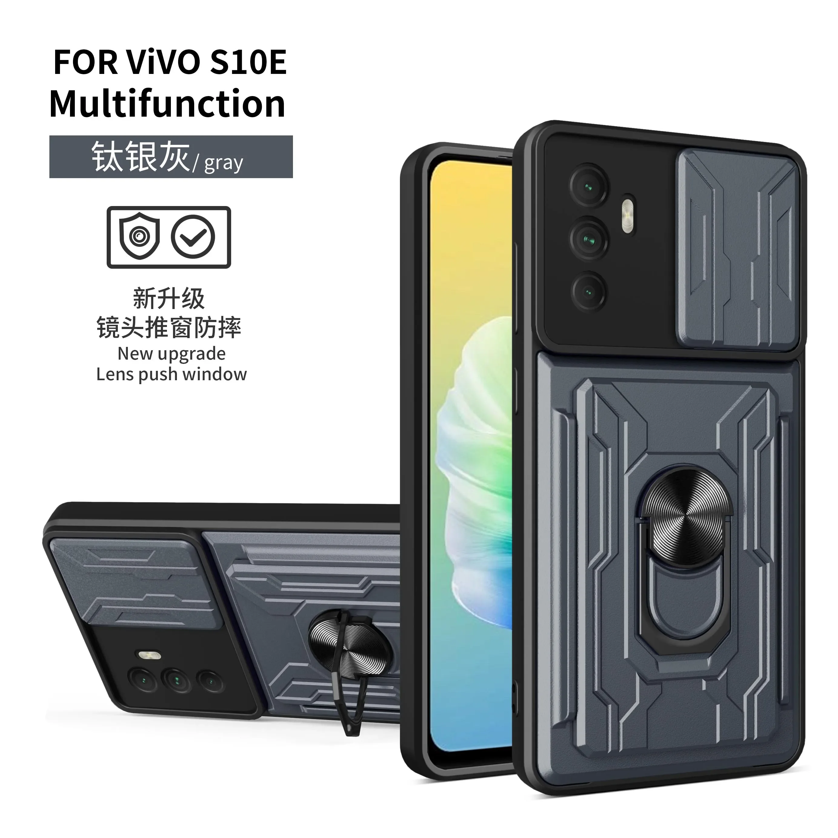 Enhanced Magnetic Military-Grade Stand Ring Case with Card Slot and Camera Protection