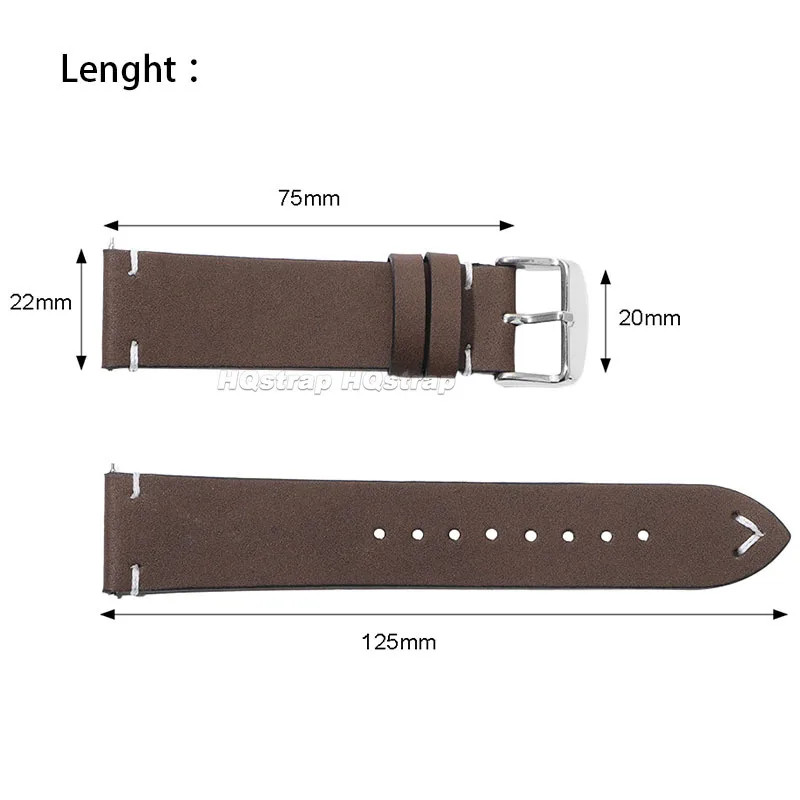 Handmade Vintage Cowhide Leather Watch Band with Quick Release