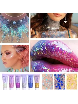 Heallor Portable Multifunctional Eye Glitter Nail Hair Body Face Glitter Gel Art Flash Loose Sequins Cream Festival Glitter Deco - Thumbnail 8