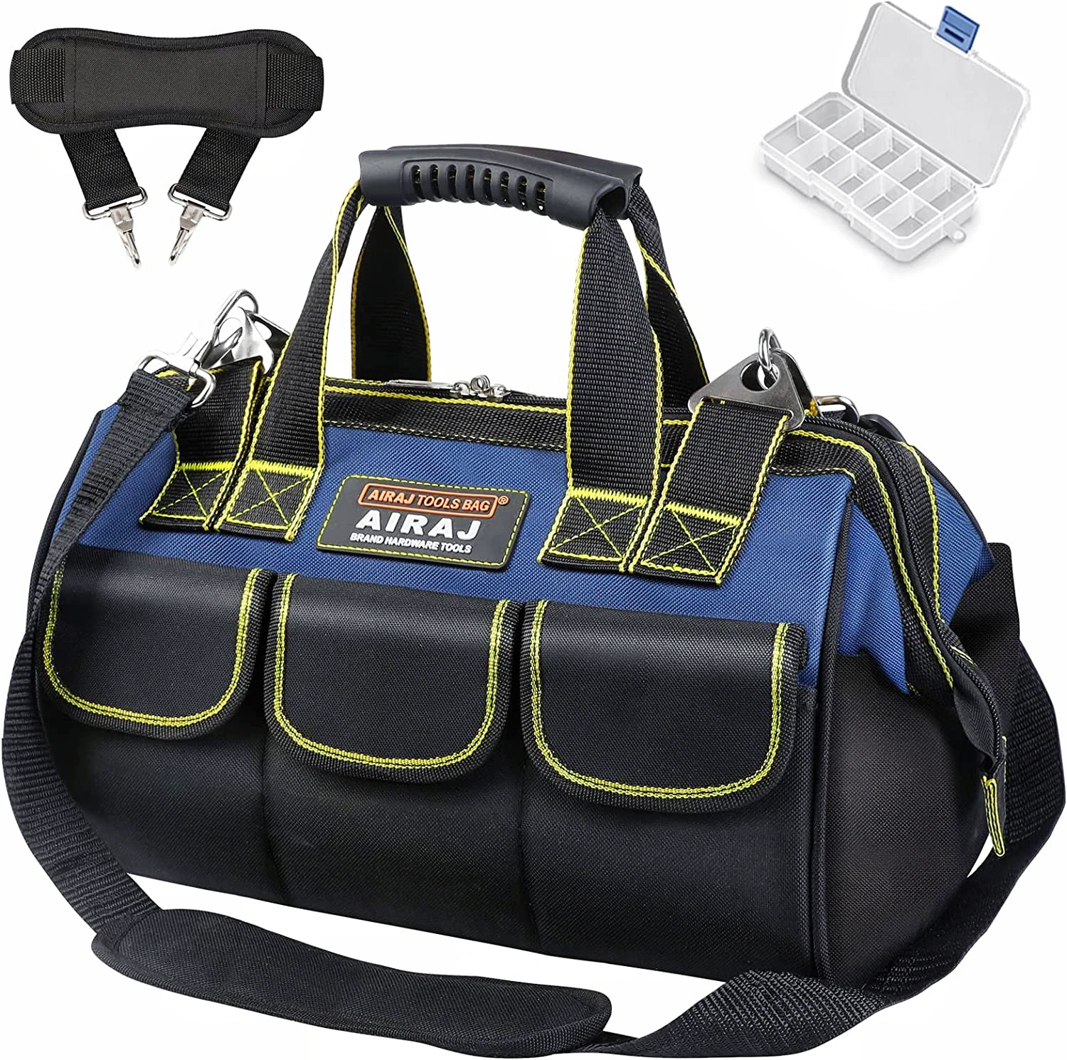 Multifunction Tool Bag, Large Size Wide Neck Adjustable Shoulder Strap, Waterproof Moulded Base, 1680D Oxford Fabric Tool Bag