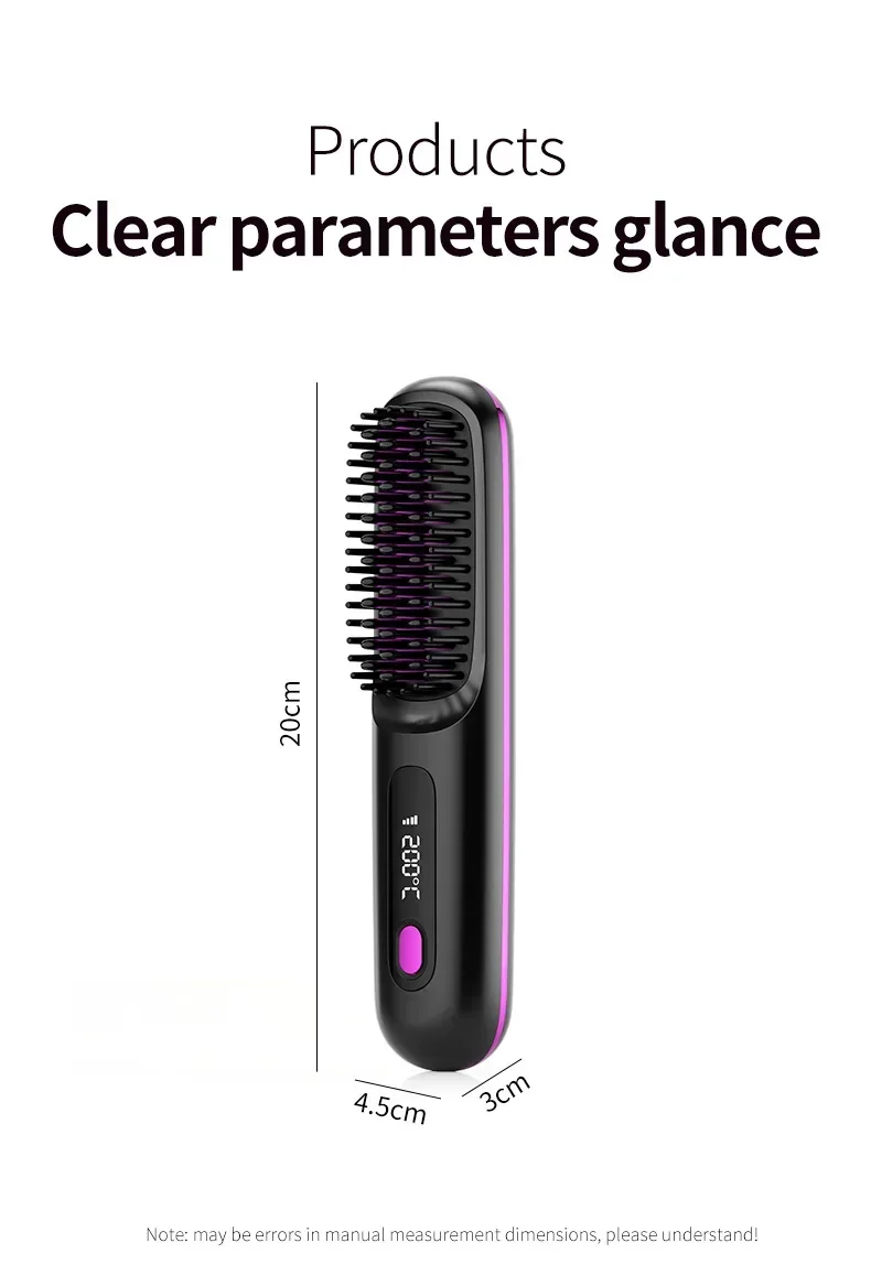 Electric LCD Usb Portable Wireless Heating Straight Hair Comb