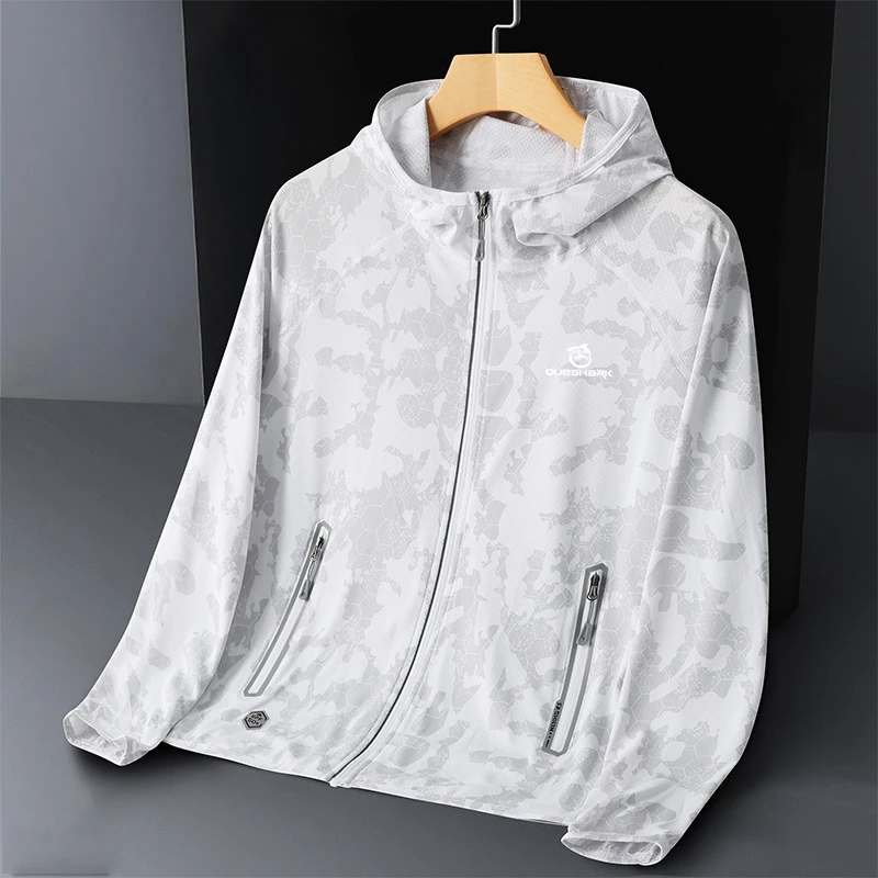 Queshark Reflective Men Quick Dry Ultrathin Ultralight UV UPF50+ Sunscreen Cycling Jacket Camouflage Sports Running Skin Coat