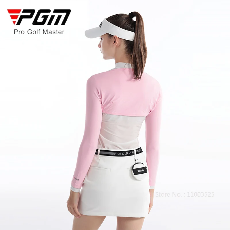 Women Golf Polo Shirt Women Golf Arm Sleeves PGM Cooling Sunscreen Ice Silk Anti-Uv Breathable Golf Shirts Camping Hiking Shawl
