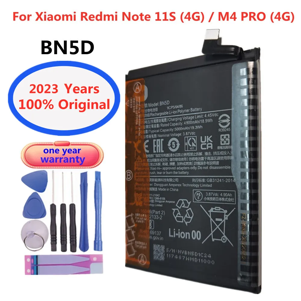 2023 Anni Batteria Originale Bn5D Per Xiaomi Redmi Note 11 S 11 S 4G / M4 Pro 4G 5000Mah Batteria Del Telefono Cellulare Batterie Bateria