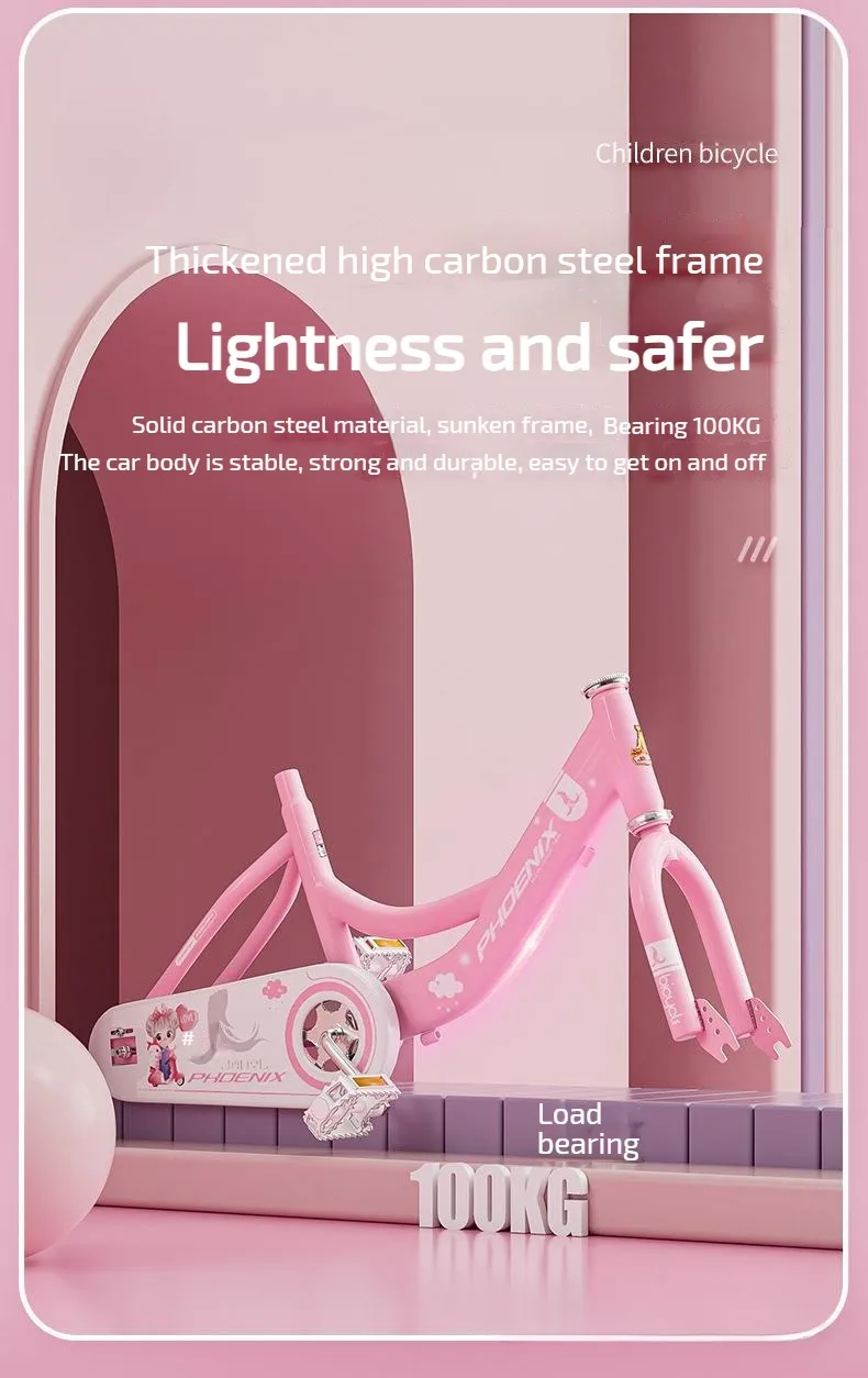 補助輪付きの子供用自転車,ピンクの王女の自転車,14インチ,2〜12