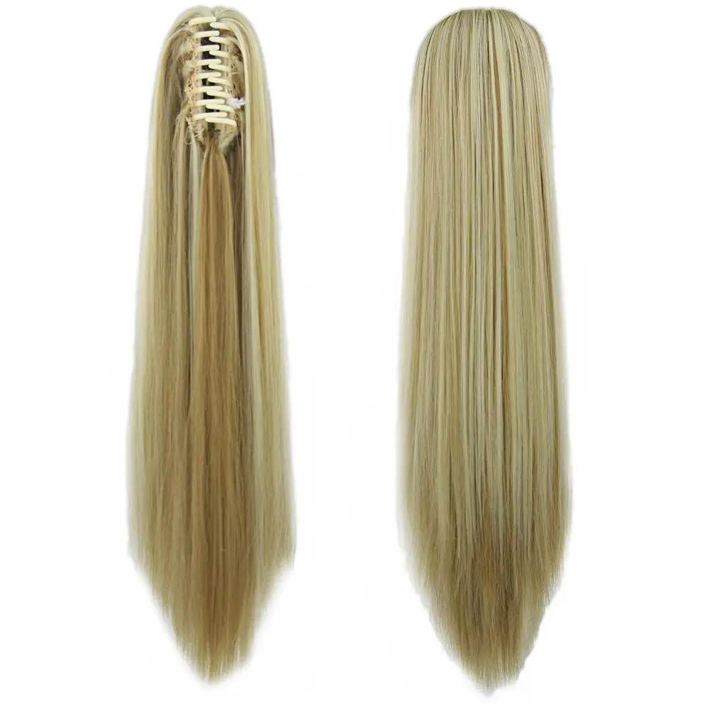 Synthetic Fiber Claw Clip-in Ponytail Wig Long Straight Hair Extension Hairpiece