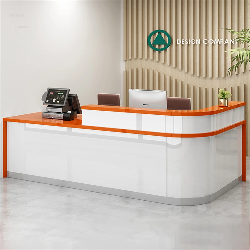 Bar Cashier Company Front Desk Reception Desks Simple Modern Arc Corner Counter Desk Clothing Store Commercial Counter Tables