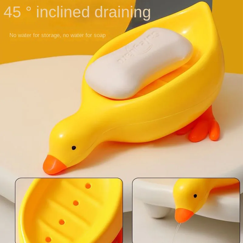 Soap Tray Self-draining Soap Rack Cute Duck-shaped Creative Rack for Shower Bathroom Kitchen Tub Sink Tray Bracket Bathroom soap rack