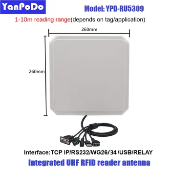 Yanpodo 장거리 USB UHF RFID 리더, 주차 및 창고 관리용 릴레이 무료 SDK, 10M TCP/IP, RS232, WG26, WG34