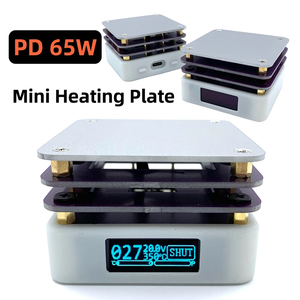 Mini Hot Plate SMD Preheater Preheating Rework Station PCB Board Soldering Desoldering Heating Plate LED Strip Repair Tool PD65W