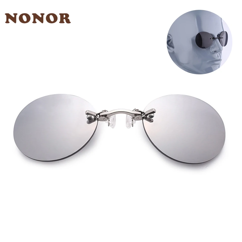 NONORNoseClipSunglassesMetalSmallRoundFrameMiniPortableSun